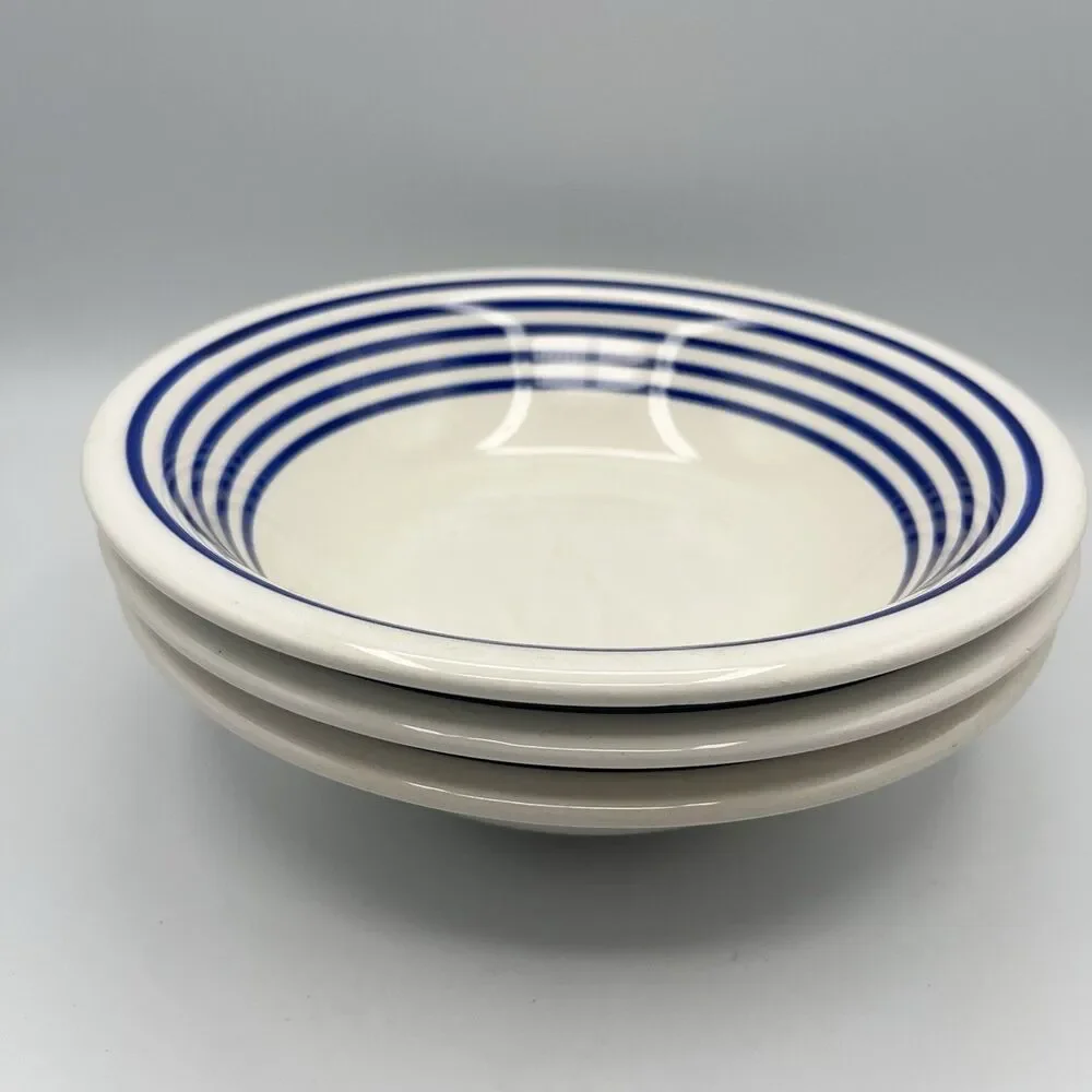 Pier 1 Blue Striped Bowls - Set of 3